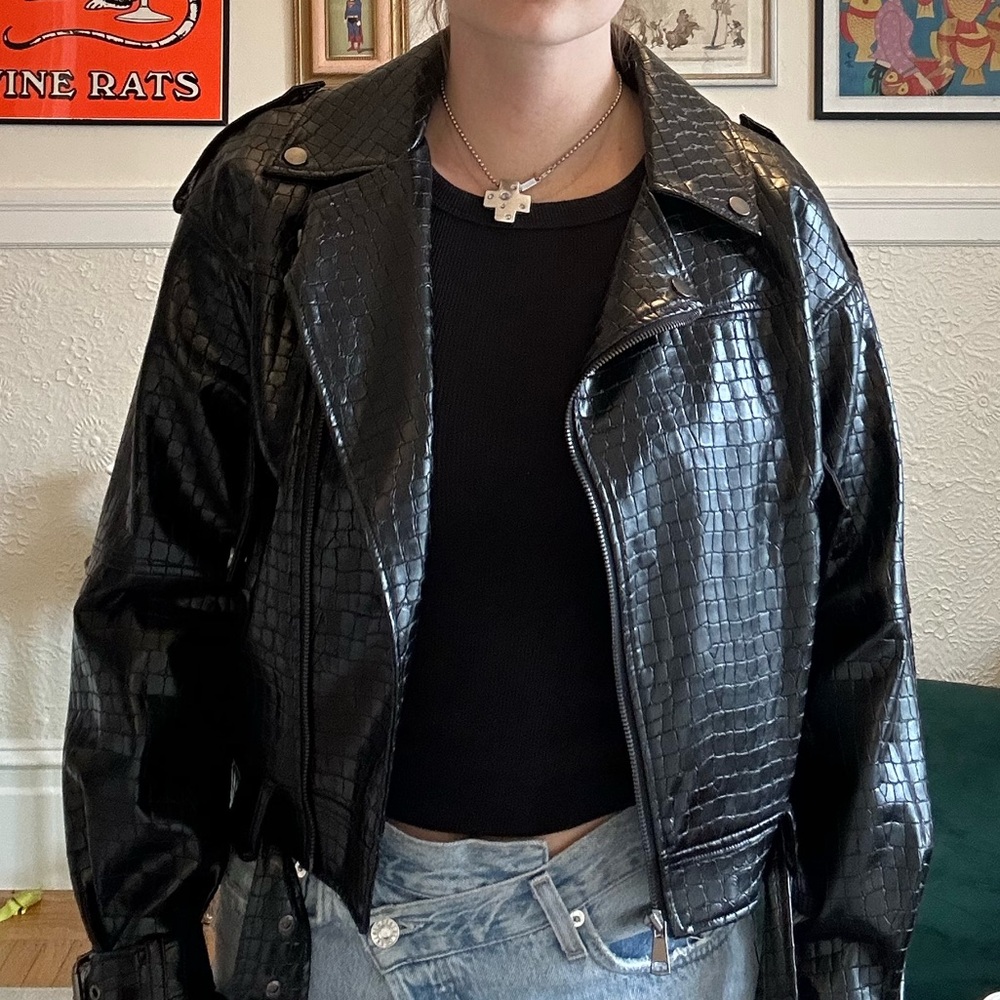 Black Faux Leather Jacket - Picture 2 of 2
